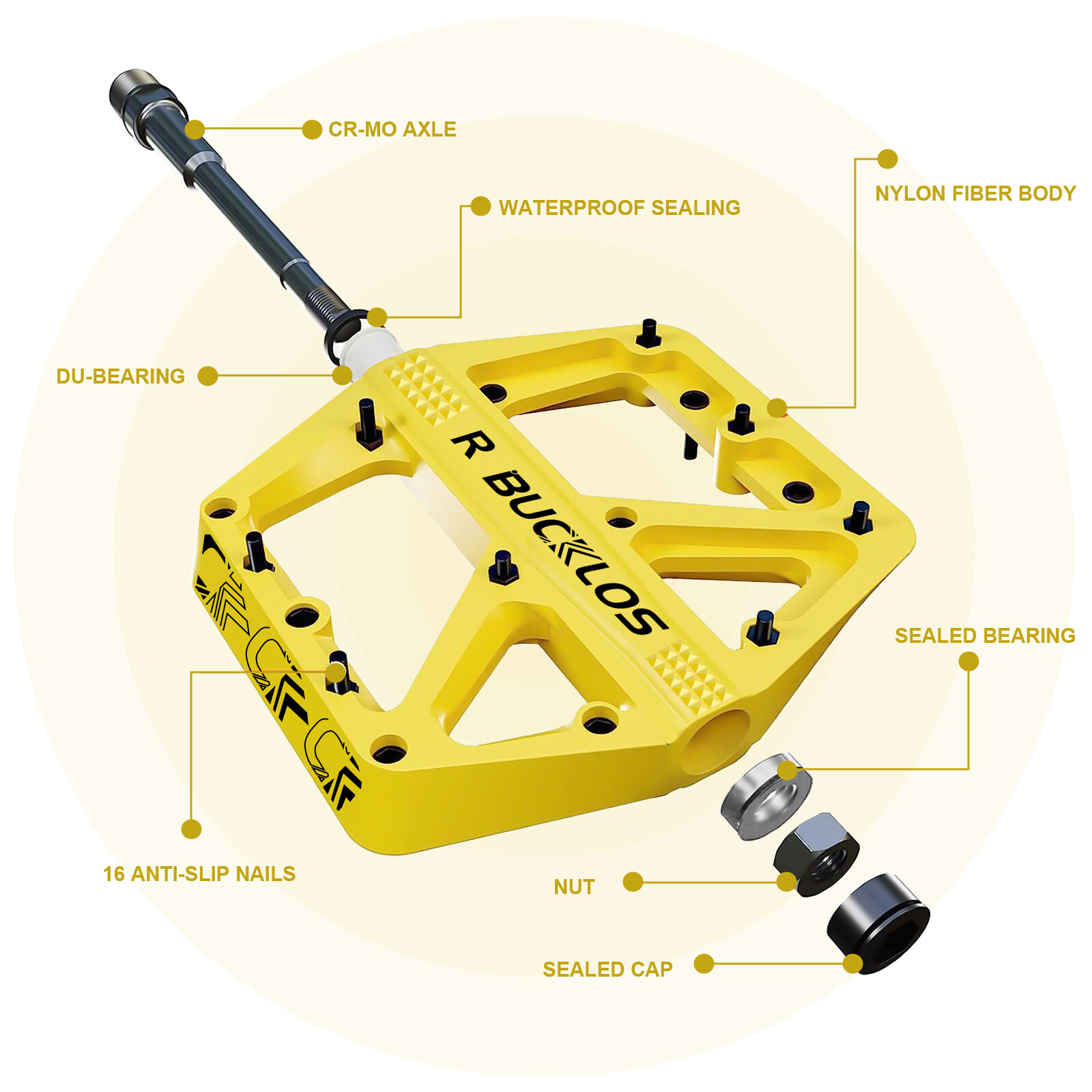 MTB PEDALS BIKE FLAT SEALED BEARING NYLON BICYCLE ROAD PLATFORM WIDEN PEDALS US