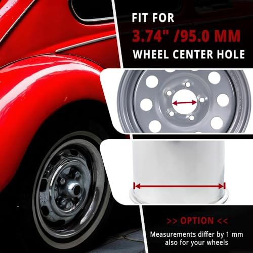4 PCS 3.74 in Wheel Center Caps for 3.74″ Center Hole, 4.41″ Height Chrome