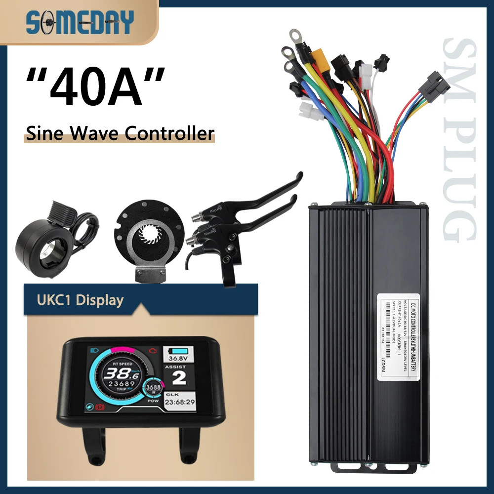 E-bike 3 Mode Sine Wave Controller 36V/48V 17A 22A 26A 30A 40A 45A SM Plug
