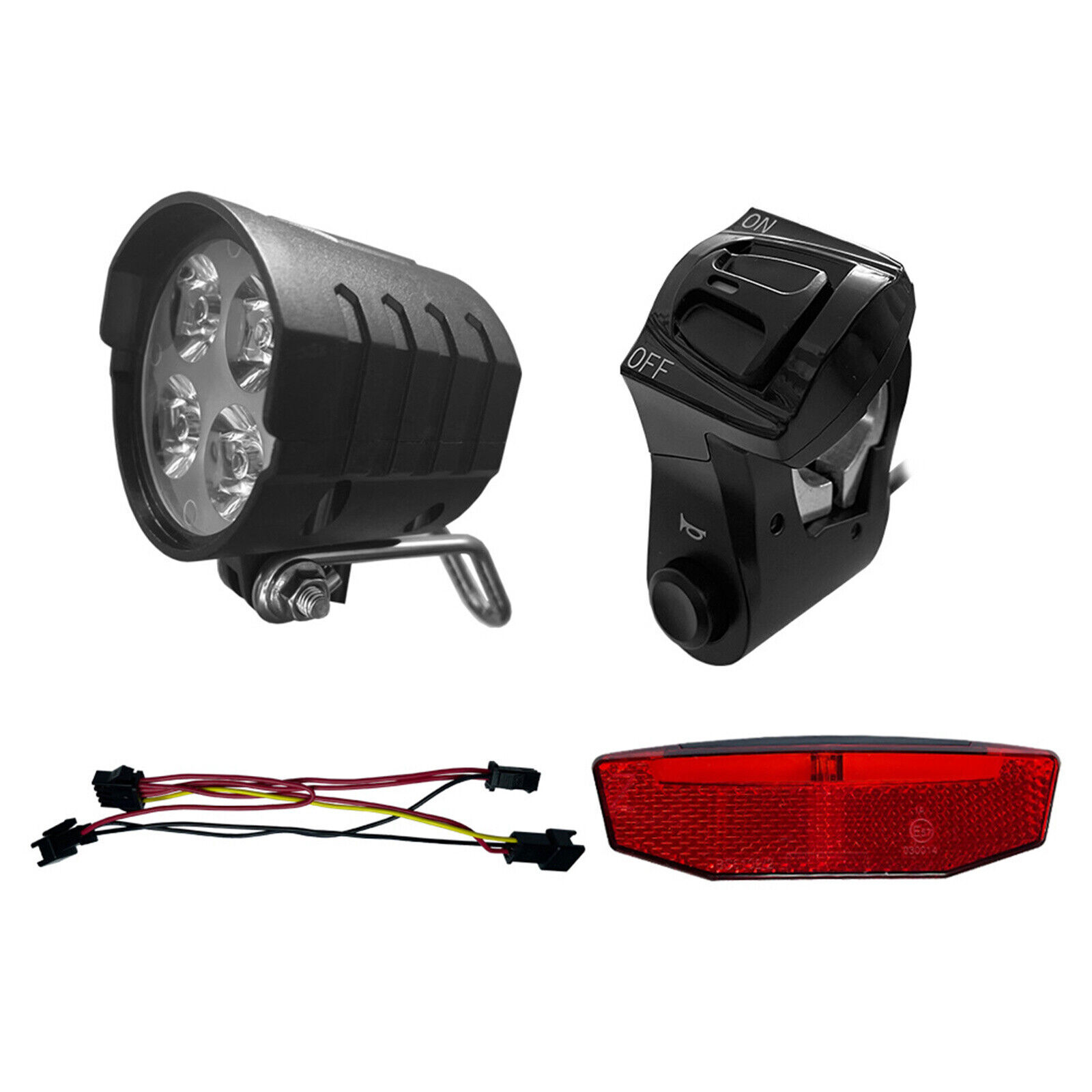 36V/48V/52V/60V 3 in 1 E-Bike Light set Headlight & Tail Light with Horn Switch
