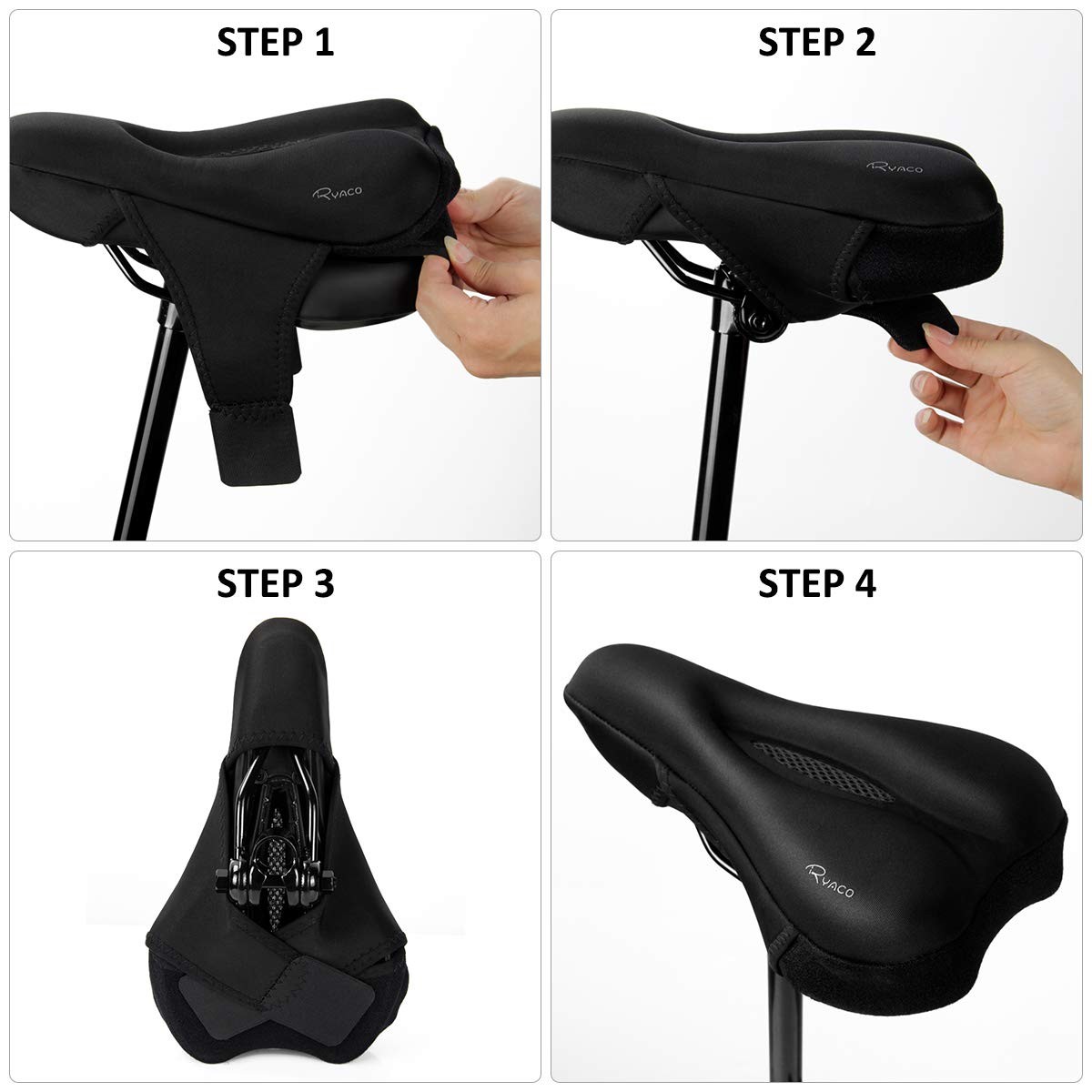 Gel Bike Seat Cushion Cover – Breathable Comfortable Bicycle Saddle Cover Bla…