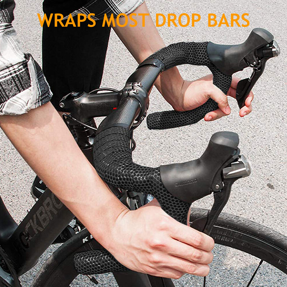 2 Pack Road Bike Bicycle Handlebar Tape Handle Drop Bar Wrap Non-Slip Pads Black