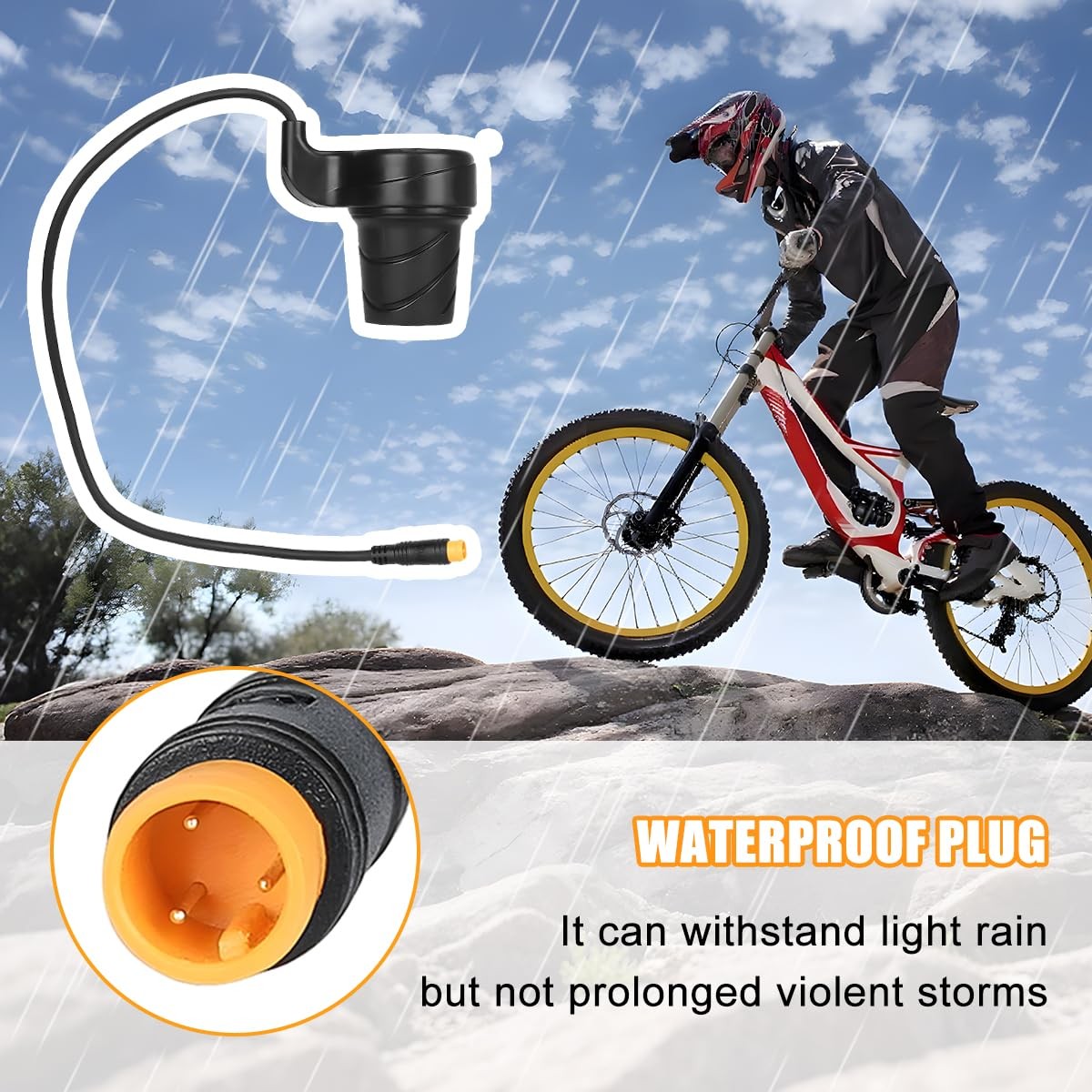 Half Twist Throttle, Electric Bike Thumb Throttle Waterproof Handle Grip, 36V 48