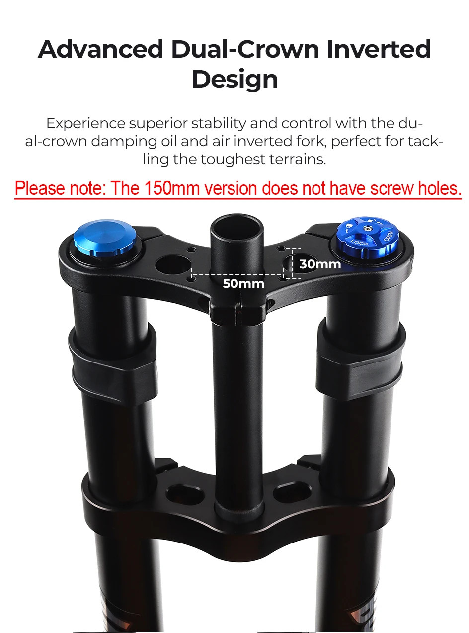 Double Shoulder MTB Inverted Fork 29inch Boost Travel 140mm Adjustable Damping