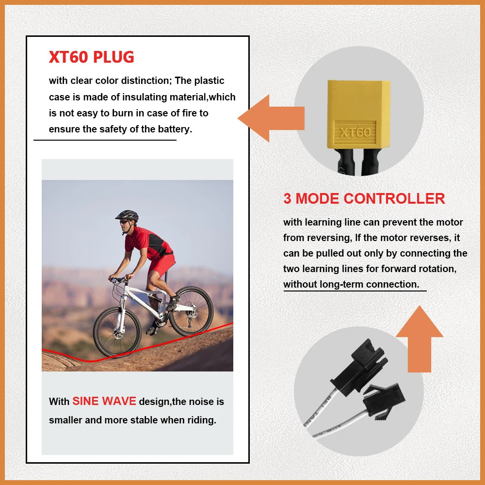 36V 48V 30A Three-Mode Sine Wave Ebike Controller with Learning Line and Display