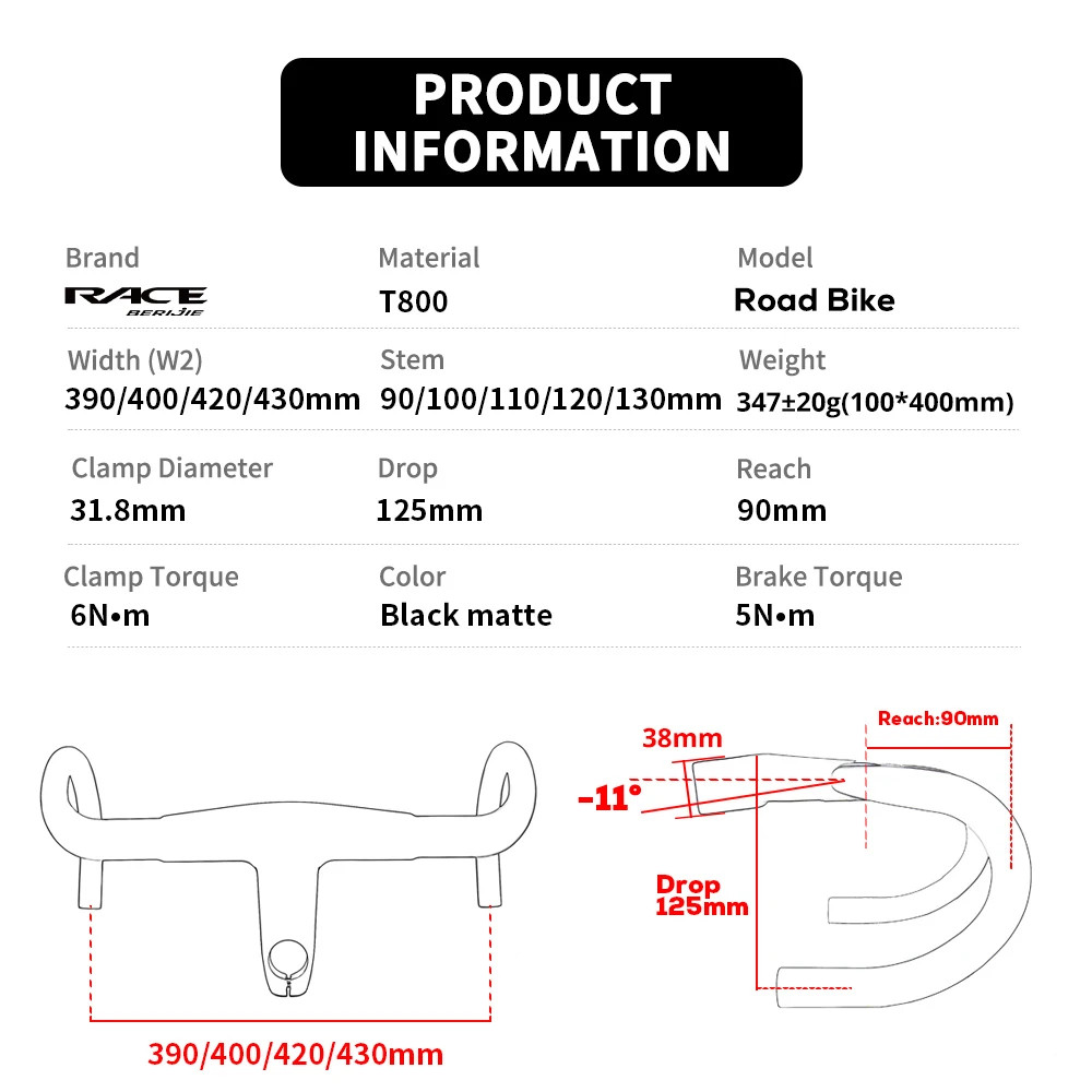 Carbon Integrated Road Bike Aero Bar 390/400/420mm Fork Steerer 28.6/31.8mm