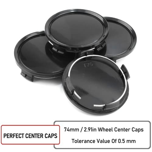 4PCS 74mm Wheel Center Caps Center Cap OD:74mm/2.91in, ID:69.46mm/2.74in Black