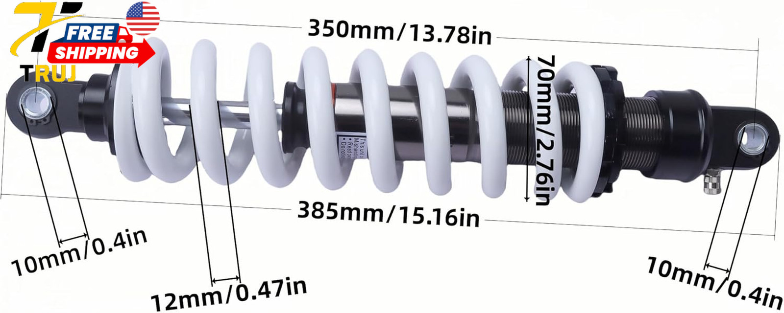 350Mm Rear Shock Absorber 12Mm Heavy-Duty Spring Max Load 800Lbs for Dirt Bike P