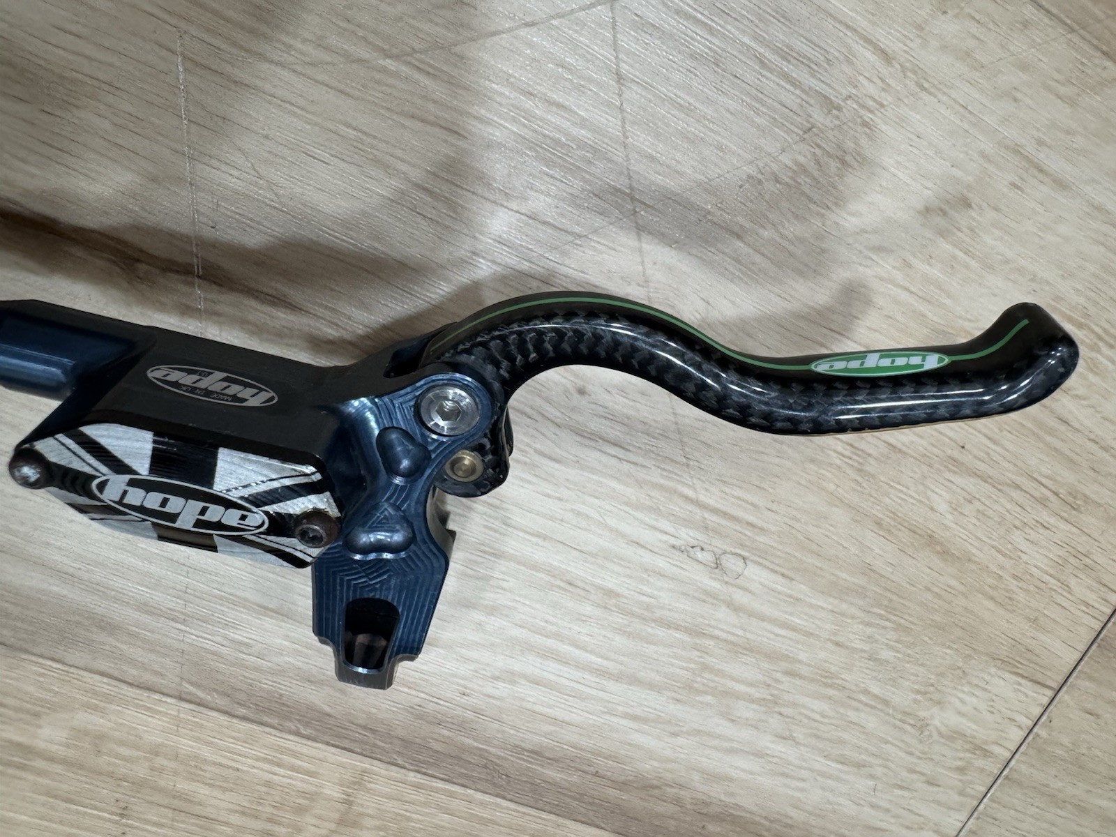 Hope Tech 3 E4 Hydraulic Disc Brake Set Front Rear Carbon Levers Blue MTB