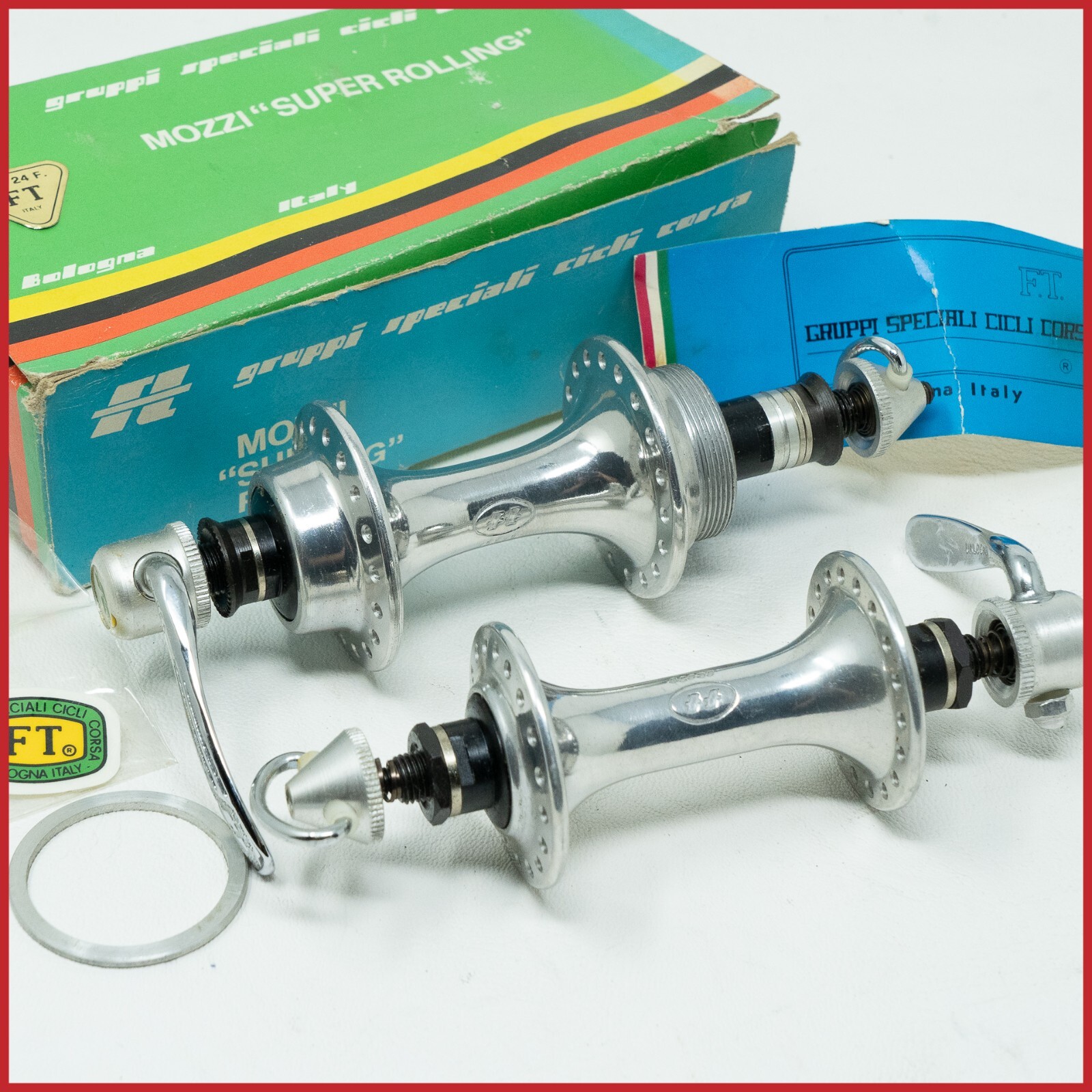 NOS FT BOLOGNA SUPER ROLLING HUBS 36h HOLES VINTAGE OLD LIGHTWEIGHT 6 SPEED