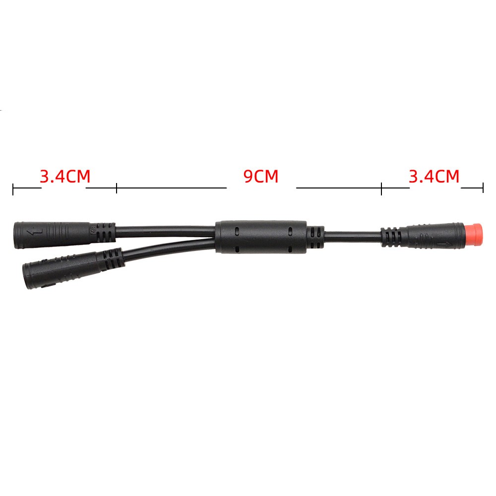 Ebike 2Pin M8 Waterproof Plug 1T2 Extension Cable Male to 2 Female Adapter Cable