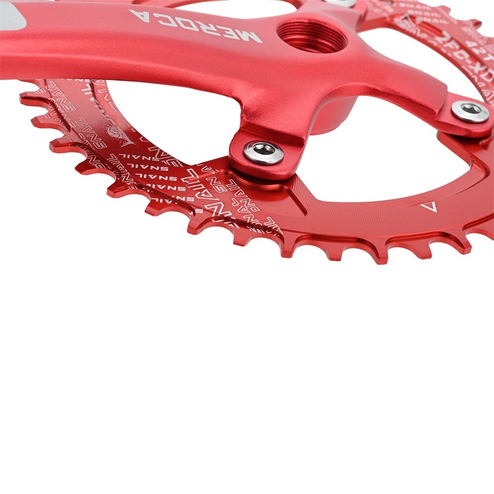 42T MTB Bicycle Crankset Bottom Bracket Aluminum Alloy 104BCD Chainring Red