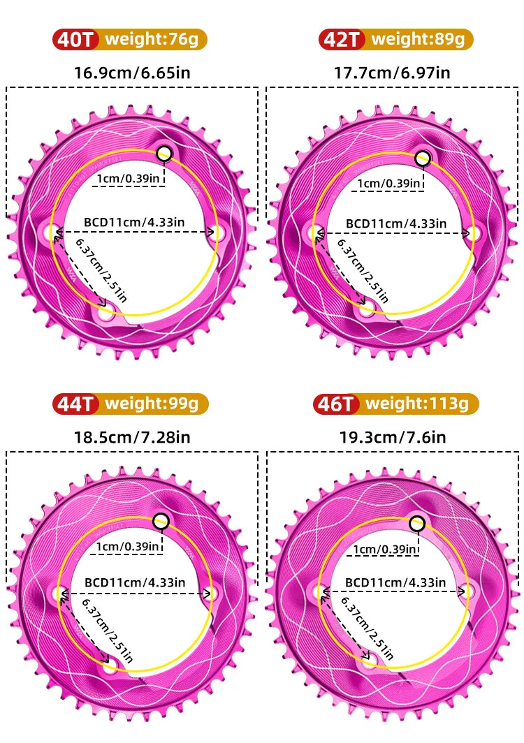 VXM 110BCD Chainring 40T-58T Bicycle Chainwheel 110BCD 4claws Bolt R7000 R8000