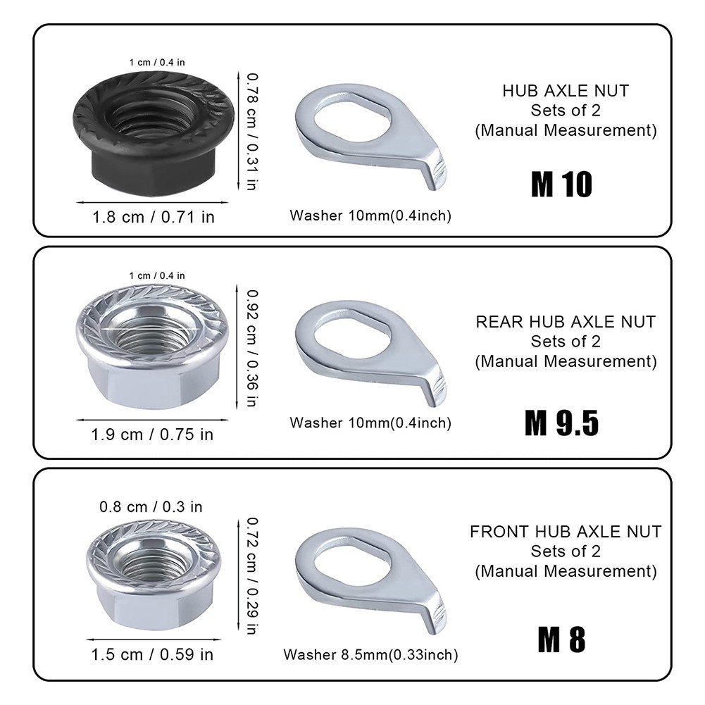 High quality Bike Hub Motor Nuts Carbon Steel Front or Rear Hub M8/M9 5/M10