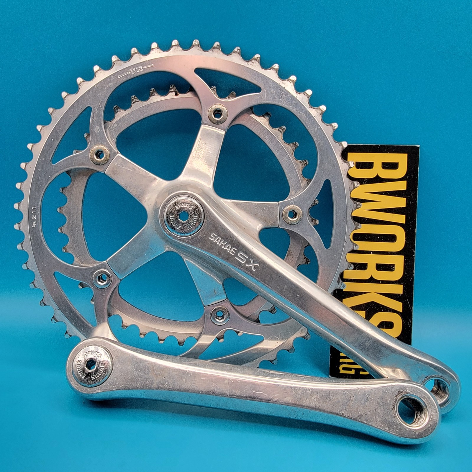 SAKAE SX Double Square Taper Crankset 170mm 52/40t 5 Bolt 130 BCD Vintage f12