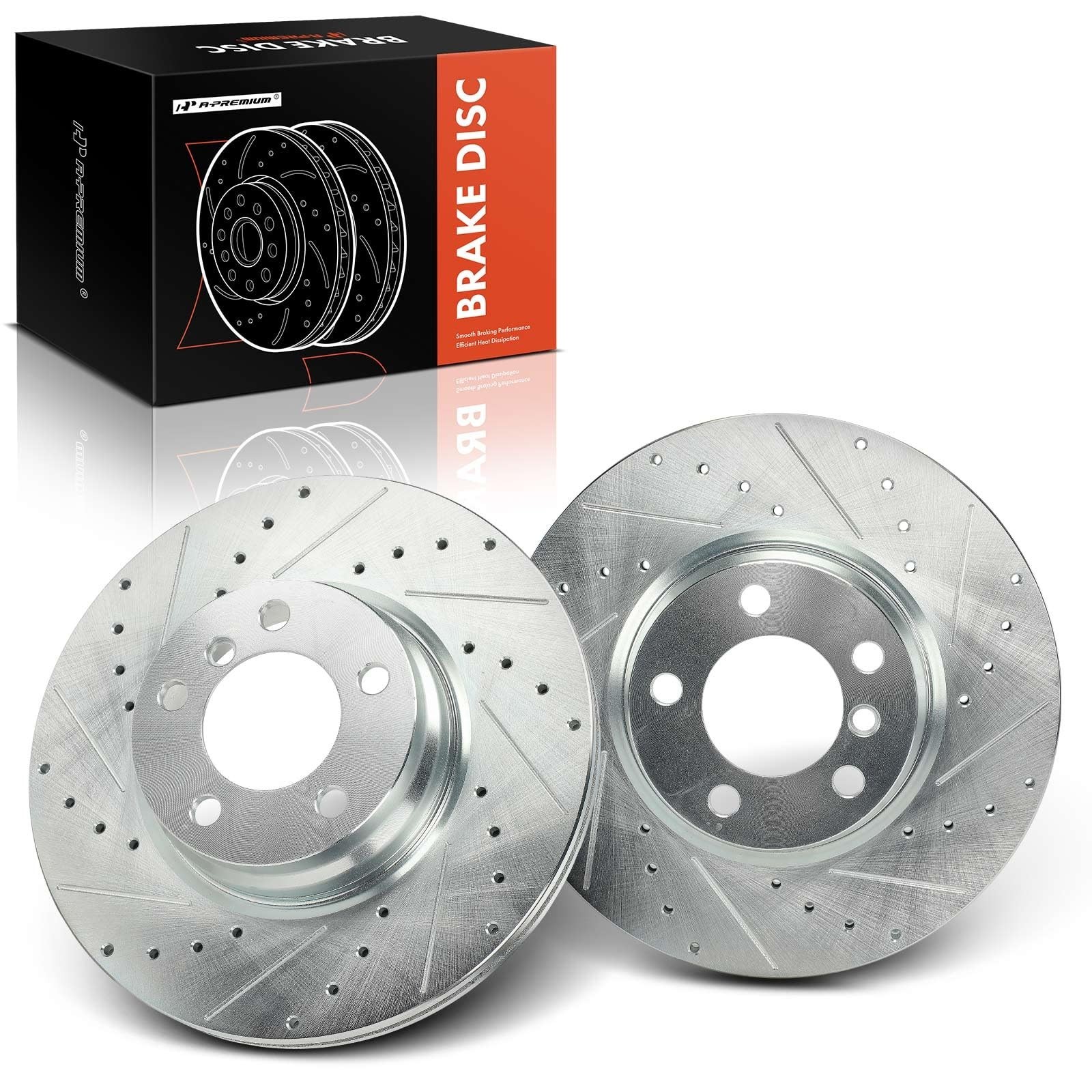 A-Premium 14.37 Inch (365 mm) Rear Drilled and Slotted Disc Brake Rotors | Co…