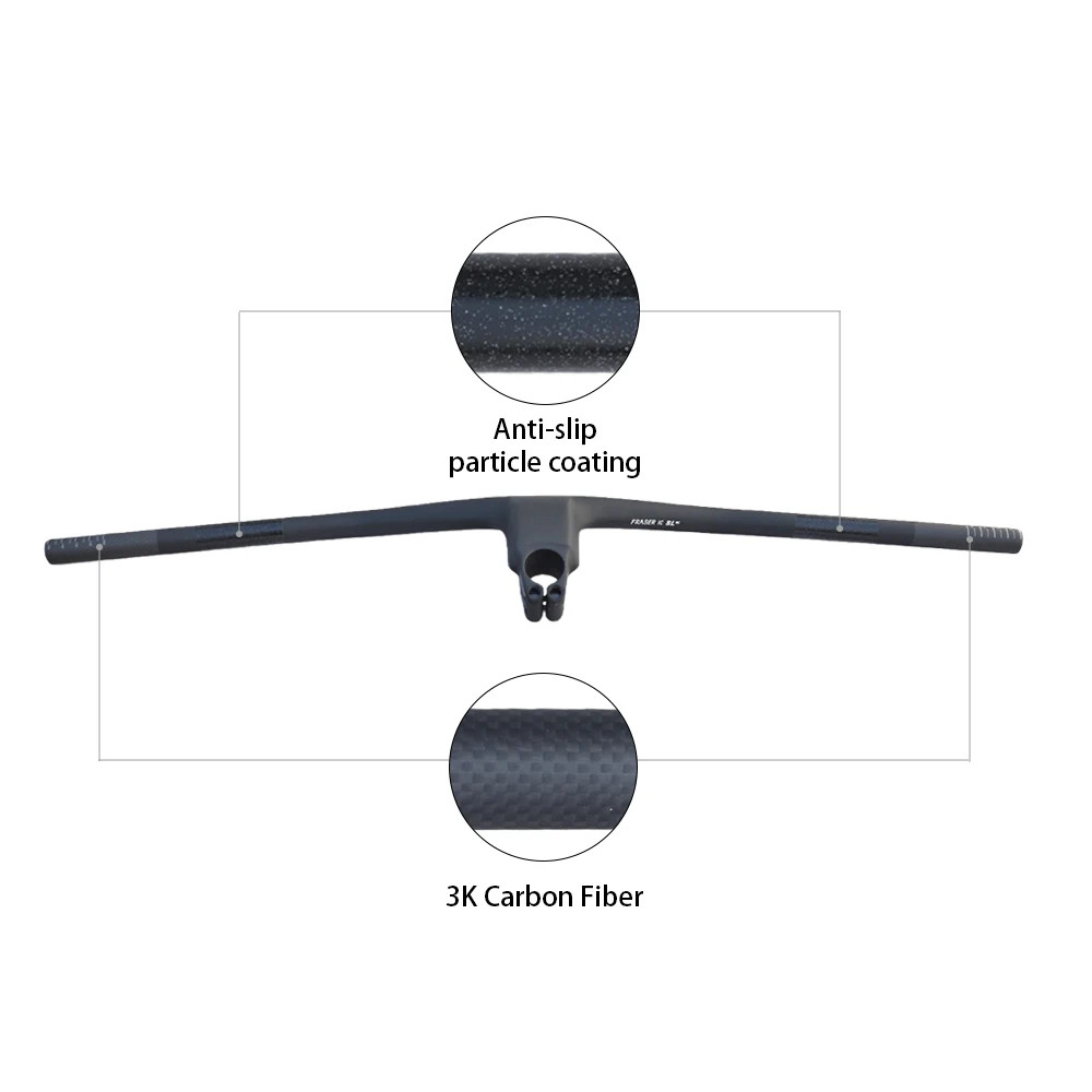 -30 Degree Carbon Mountain Bike Integrated Handlebar 60-100mm Stem Length 28.6mm