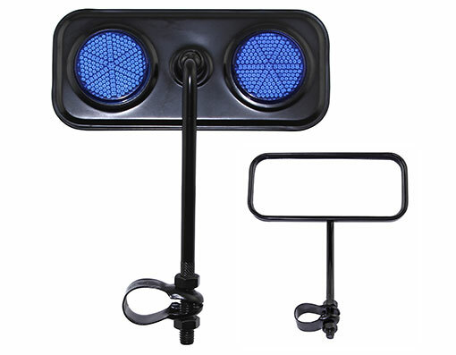 ONE Bike Rectangle Mirror Black/ Blue Reflectors. Bike parts,Bicycle parts.