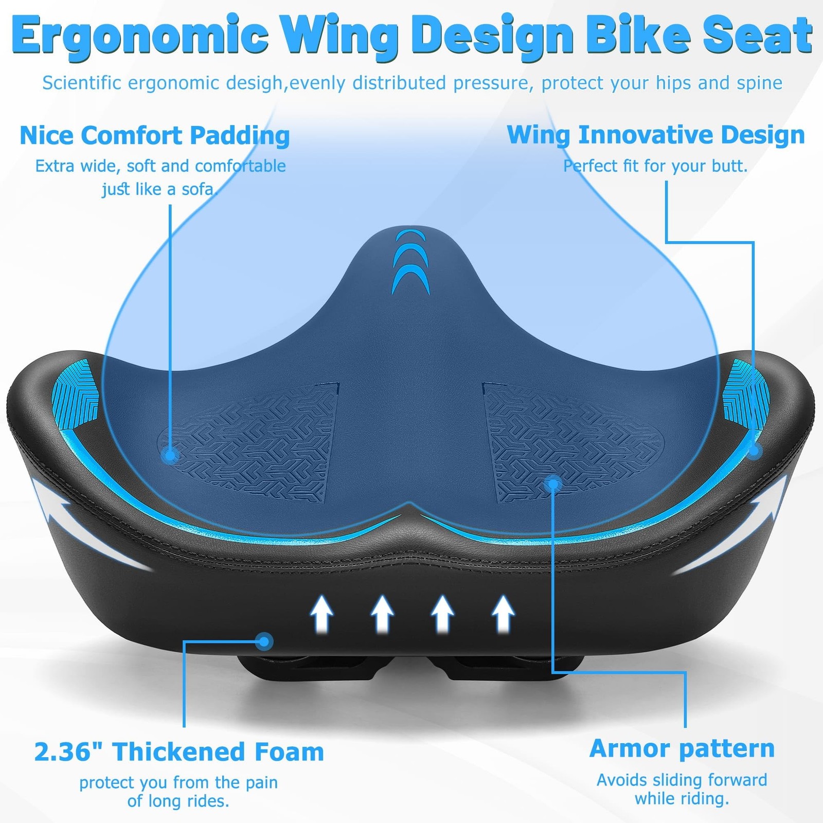 CDYWD Oversized Bike Seat for Men & Women Comfort, Extra Wide Bicycle Seat Cu…