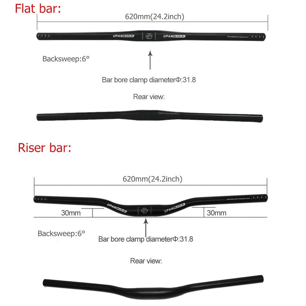 Upanbike Mountain Bike Road Bike Handlebar Aluminum Alloy Flat Bar 31.8Mm620Mm