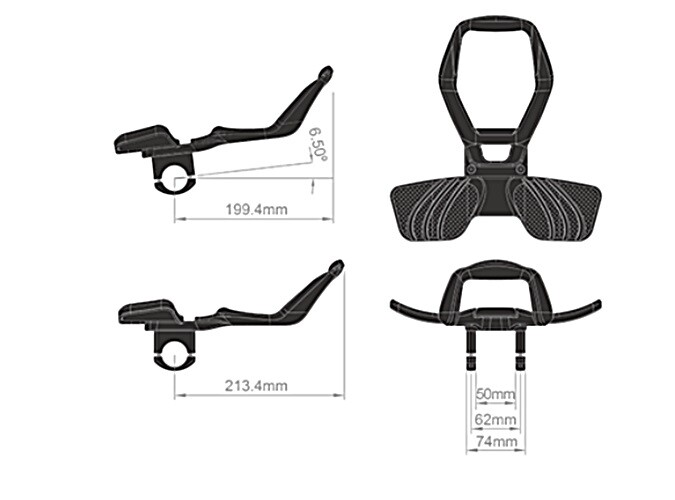 Controltech Sirocco Mini Clip-on Carbon Aerobar Time Trial Triathlon STEM 19 KIT