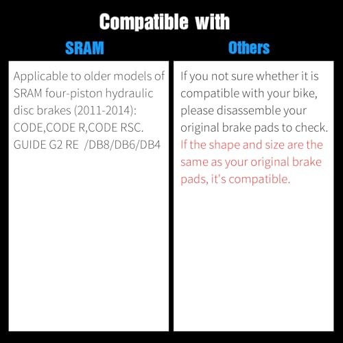 4-Piston MTB Bike Brake Pads Compatible with SRAM Code,Code R,Code RSC and