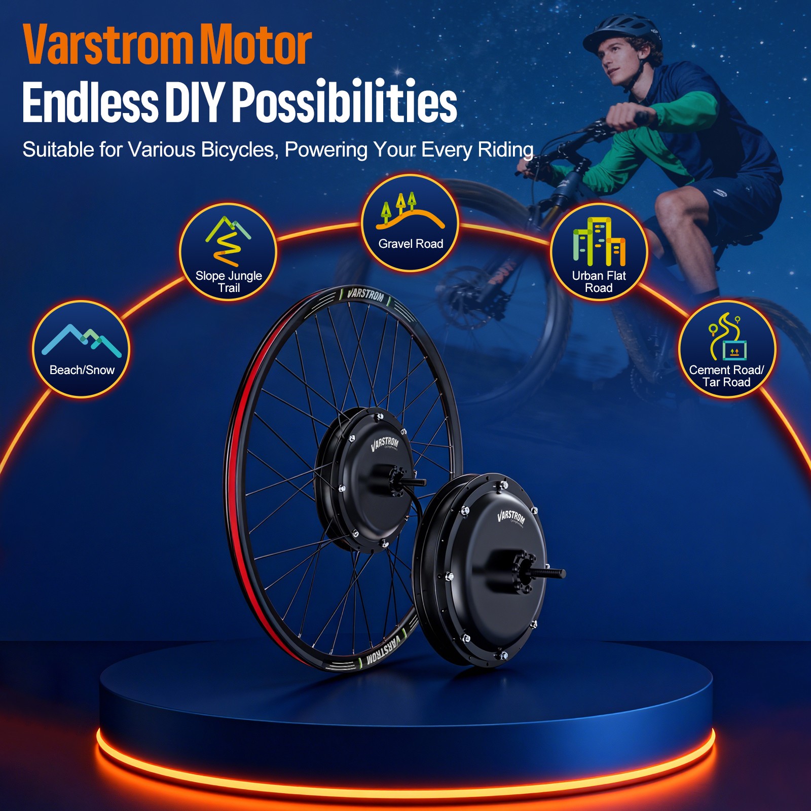 48V1000W Front Wheel Hub Motor Kit 26″27.5″700C Ebike Conversion Kits Brushless