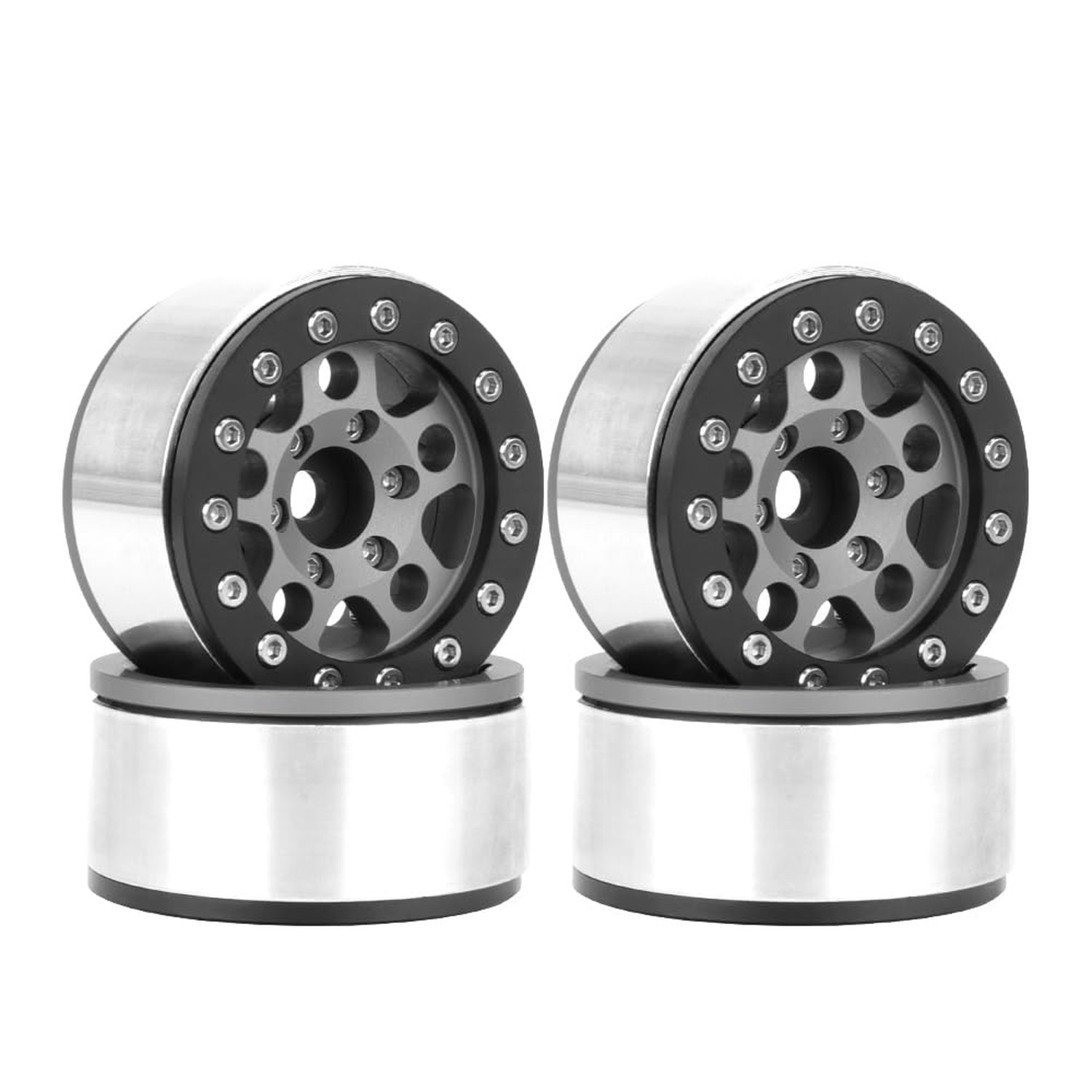4PCS 1.55 Inch Aluminum Alloy Metal 5Spoke Beadlock Wheel Rim Hubs Replacemen…