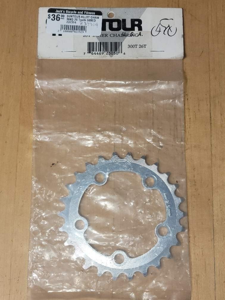 Vintage New SR Suntour Inner Chainring 26t 5-Bolt 74mm BCD Siilver