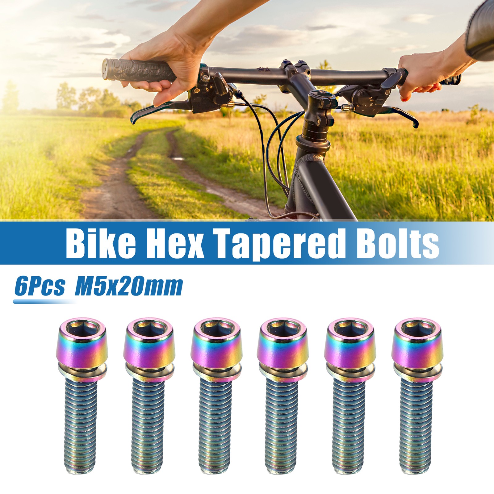 6 Pcs Bicycle Stem Screws for Bike Bicycle Stem M5x20mm Steel Assorted Color