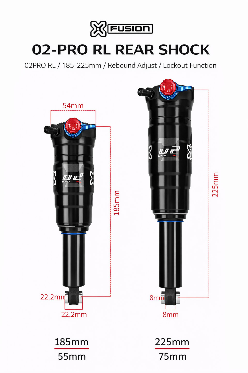 X-Fusion O2 Pro RL Rear Shock Suspension Lockout Trail Downhill