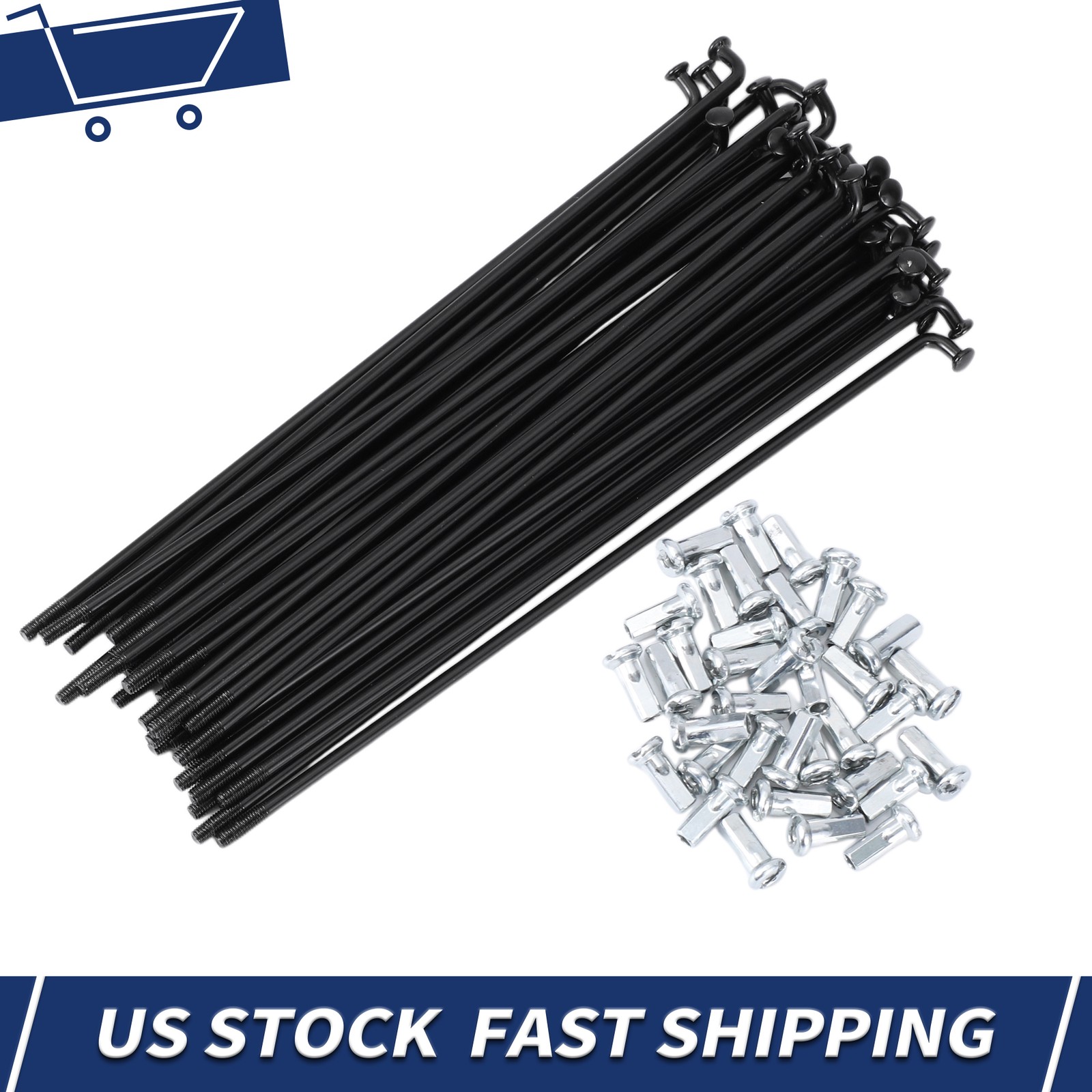 36 Set 12G Bicycle Spoke 145mm Bike Wheel Spokes 45 Steel Black