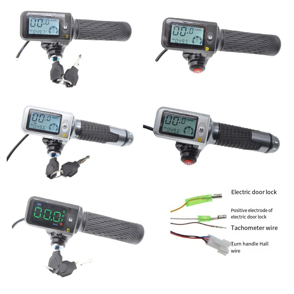 Throttle Grip Set For EBike With Larger LCD Display 36V 48V 60V 6 Pin 8 Pin