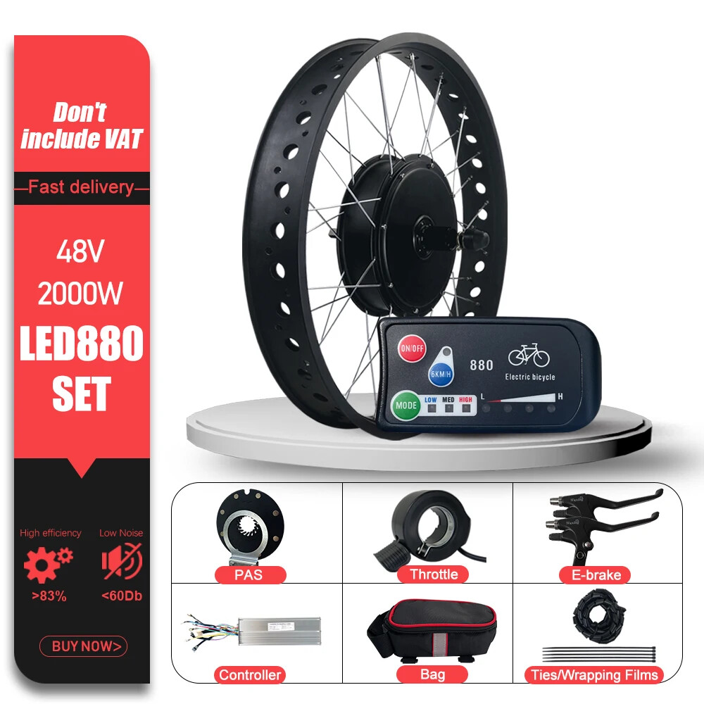 48V 2000W 4.0Tyre Hub Motor Wheel Dropout 190mm for Snow E-bike Conversion Kit