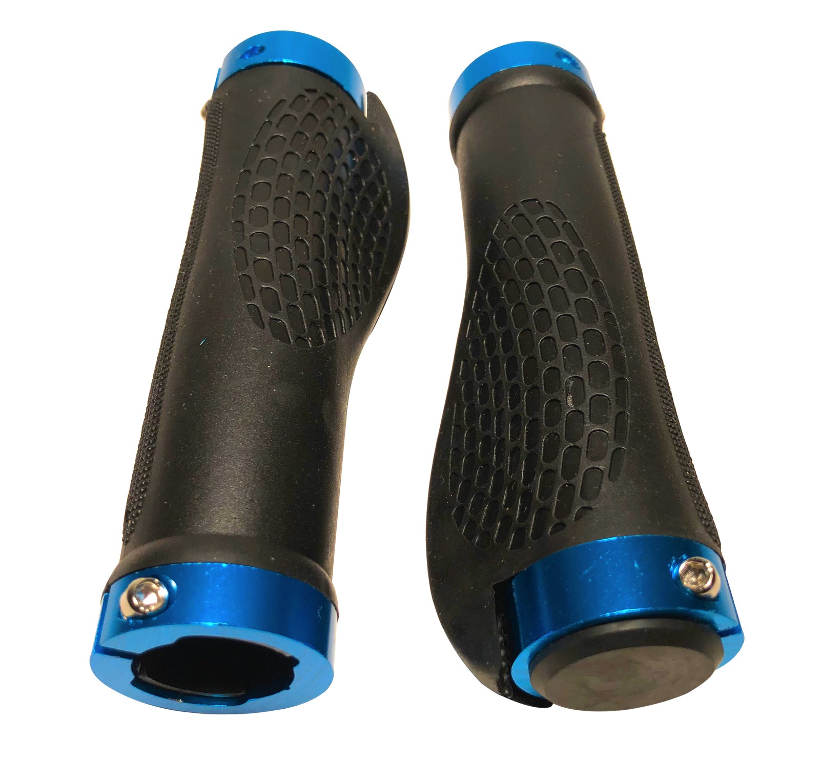 Lock on Blue Ergonomic Bike Grips for MTB BMX Handlebar Grips with End Caps