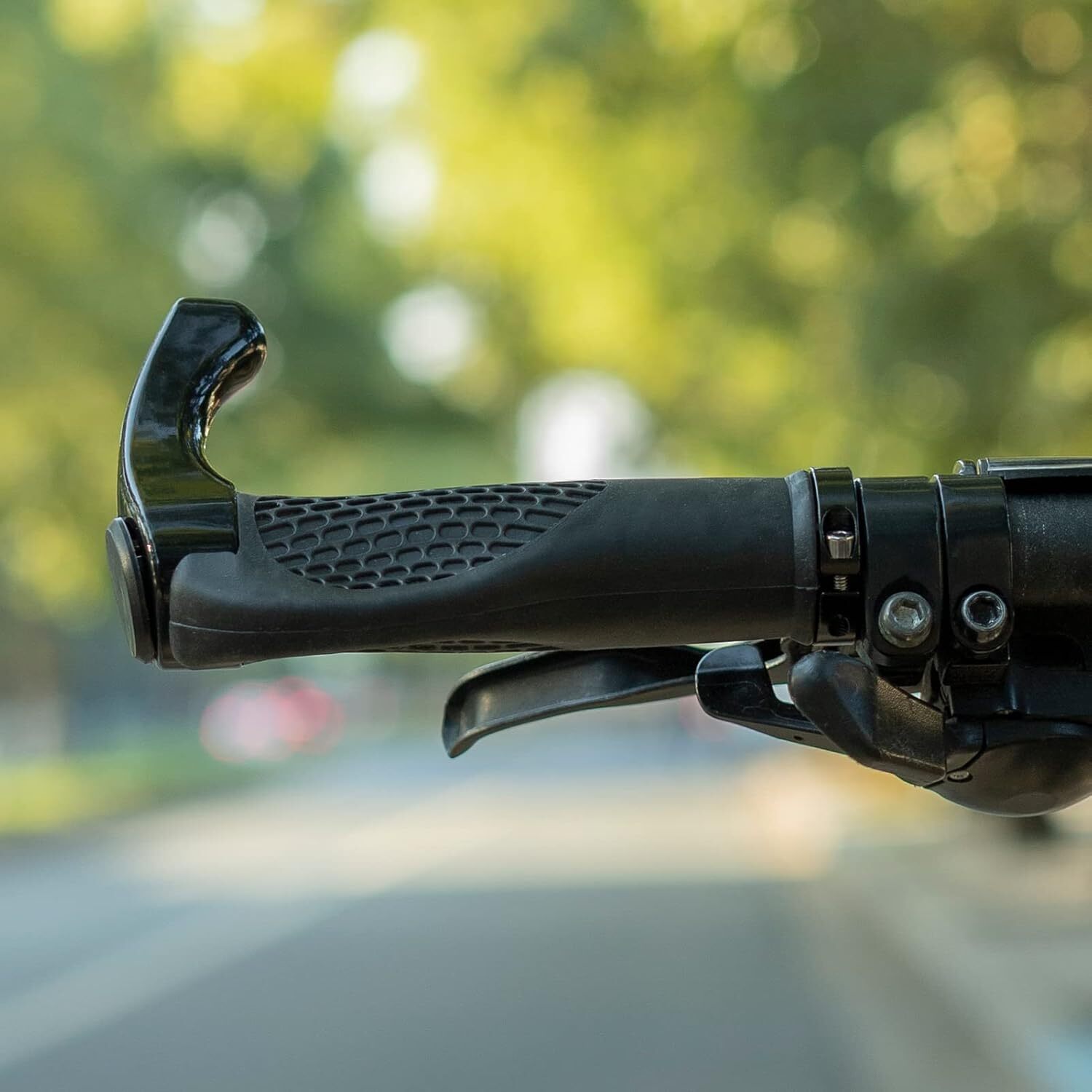 ROCKBROS Bike Handlebar Grips Rubber&Aluminum Cycling Lock-On Grips Ends Black