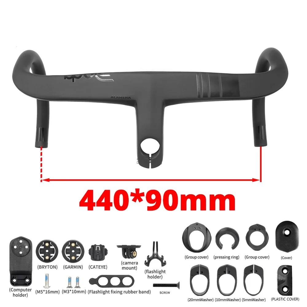 Road Bike Integrated Internal Cable Carbon Handlebar 28.6mm Steer with Spacers