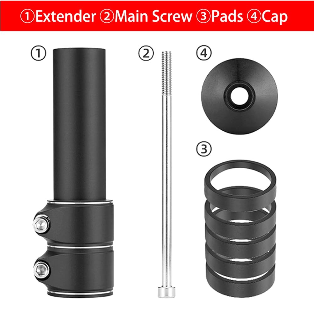 Bike Stem Riser – 3 Pack – Adjustable Height Bike Fork Stem Mulitple Standard
