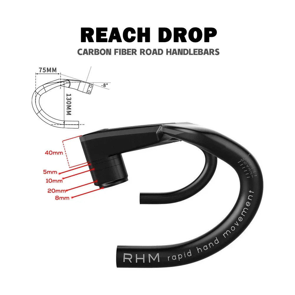 28.6mm Road Bike Cockpit Full Internal Cable Integrated Handlebar 360-440mm