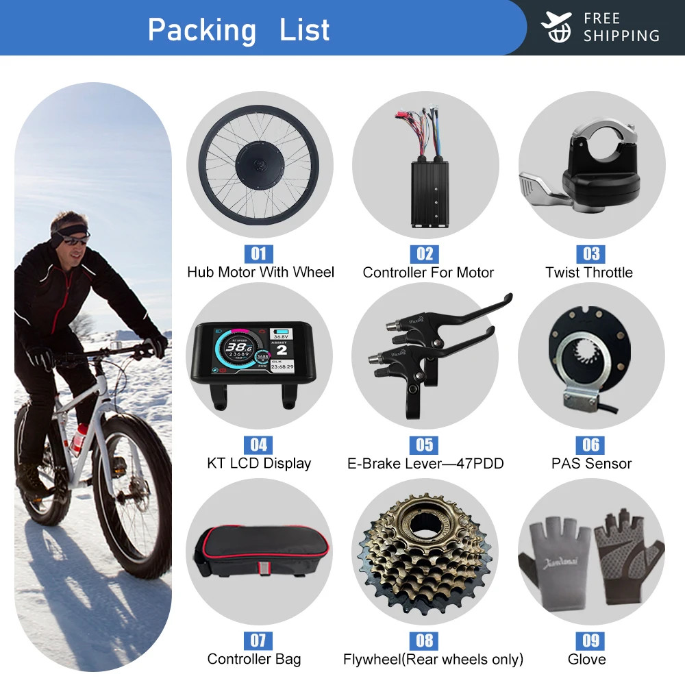 72V 2000W/3000W/5000W Snow E-bike Fat Tire Brushless Gearless Rear Hub Wheel