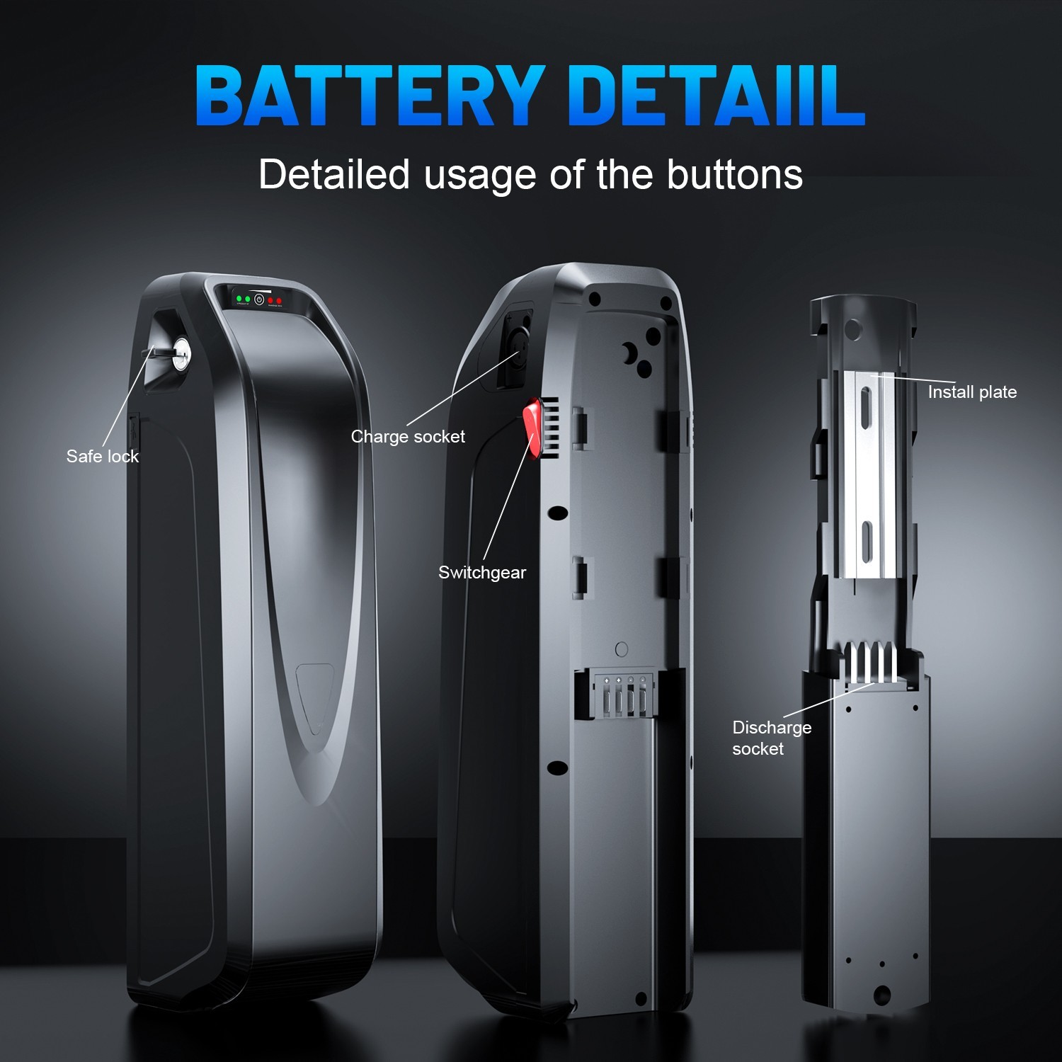 48V 17.5Ah Hailong Ebike Lithium Battery 40A BMS with Samsung Cells 100-1500W
