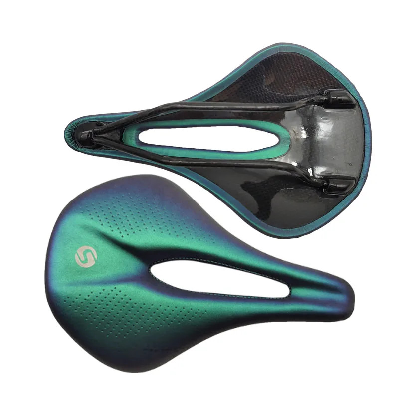 Carbon Fiber Road MTB Cycling Bicycle Saddle Leather Soft Seat Cushion Saddle