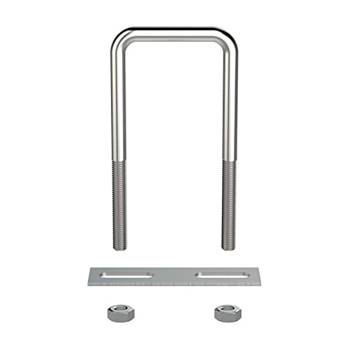 2 Sets 304 Stainless Steel Square U-Bolts 2.75″(70mm) Inner Width, 70X110（W*L）