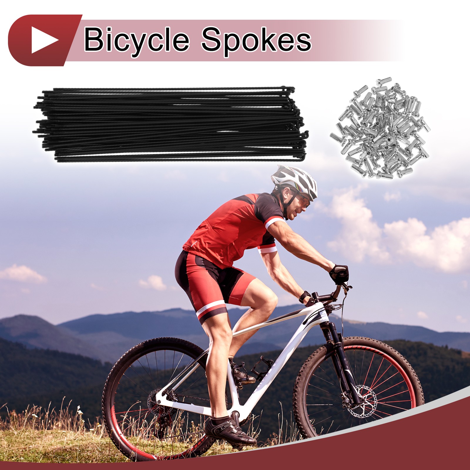72 Set 14G Bicycle Spoke 193mm Bike Wheel Spoke Carbon Steel Black