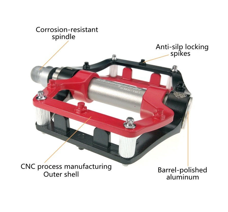 Aluminum Road MTB Mountain Bike Bicycle Pedal 3 Bearing Flat Pedals Black Red