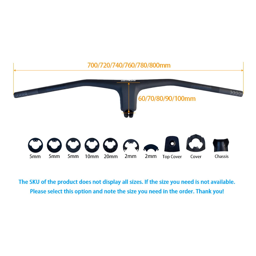 -30 Degree Carbon Mountain Bike Integrated Handlebar 60-100mm Stem Length 28.6mm