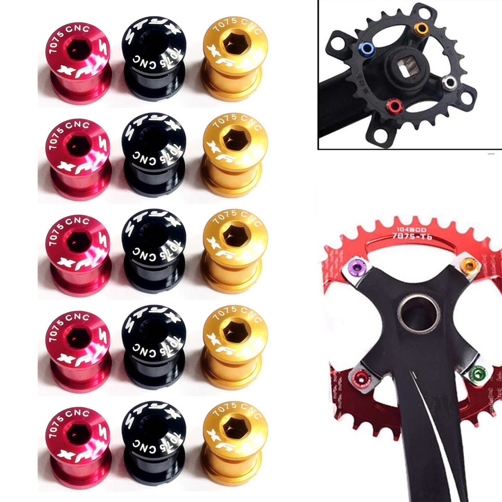 5PCS MTB Road Bike Chainring Bolts Screws Aluminium 7075 Single/Double/Triple