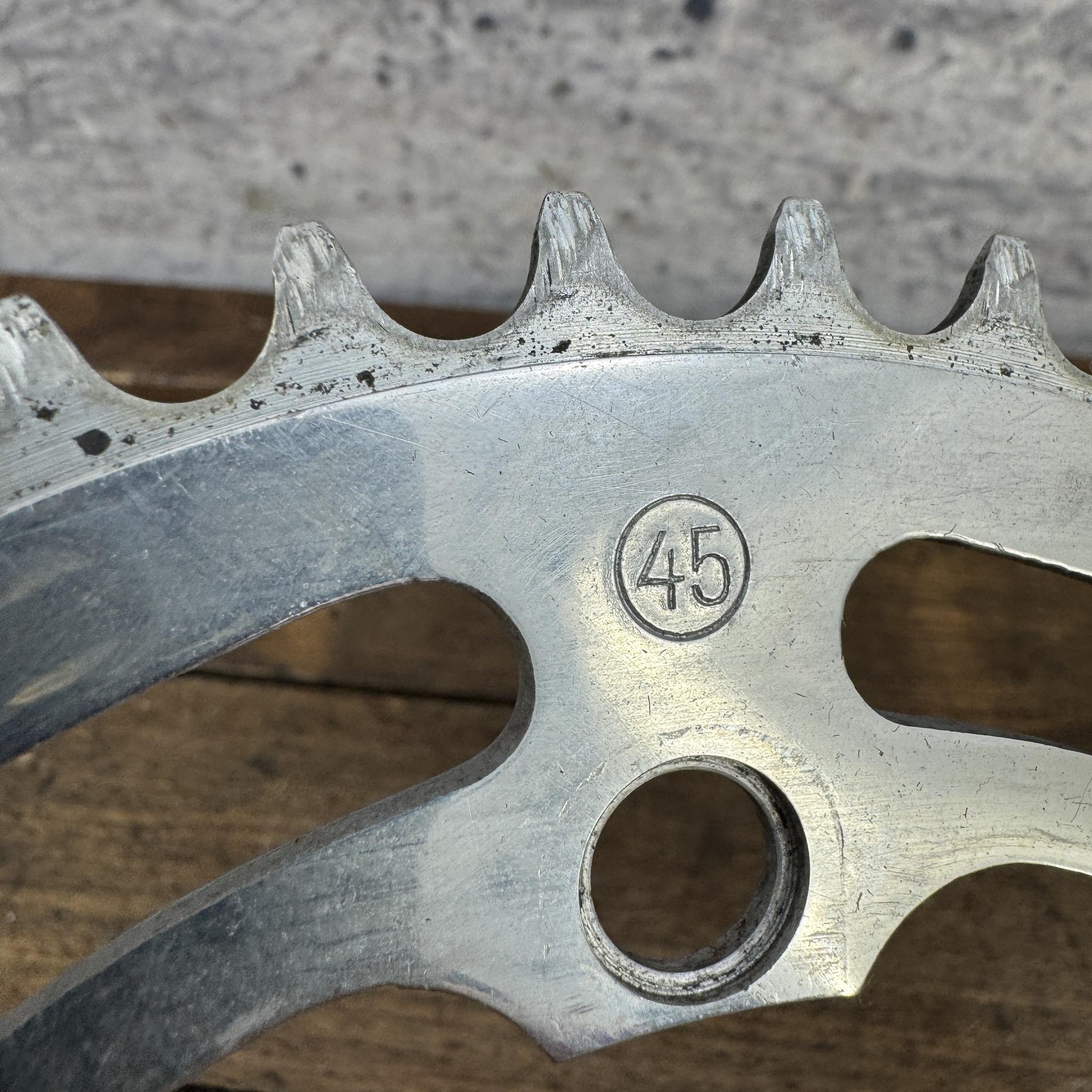 Vintage Zeus 45T Chainring 119 BCD 5-Arm Silver Aluminum Road Bike