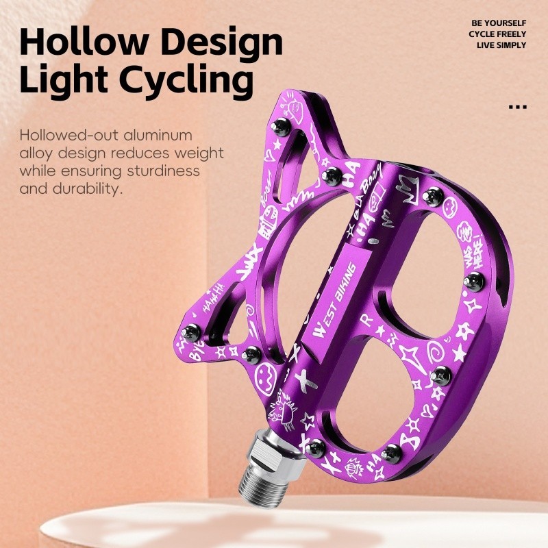 West Biking Cats Cycling Platform Pedals 3 Bearings Aluminum Bicycle Pedals