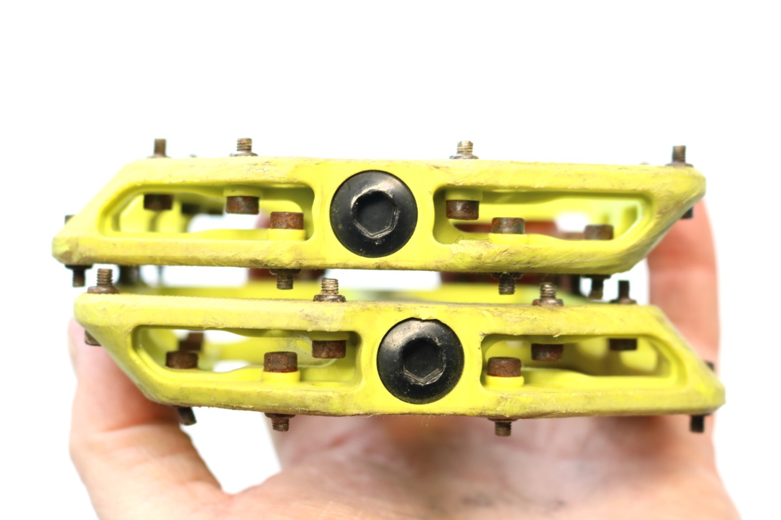 Yellow Trek / Bontrager Line Elite Nylon Body Steel Pegs Bike Pedals Flats MTB